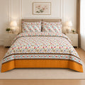 Soft Lilac Leafy Vine Cotton Printed Bed Sheet Set