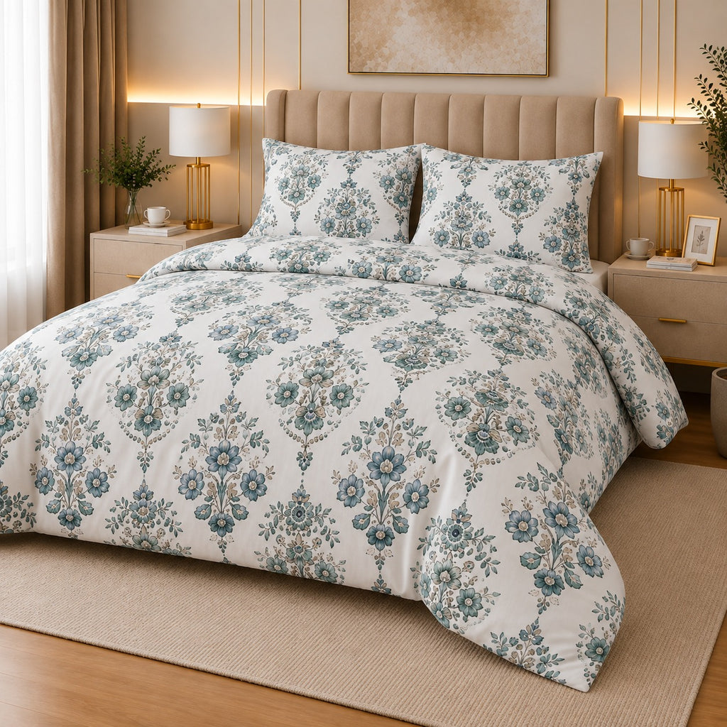 Botanical Percale Cotton Duvet Cover Set