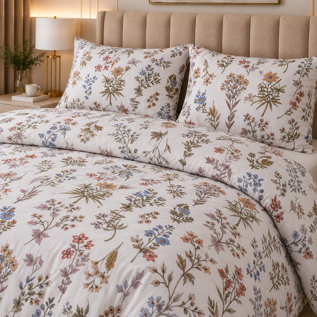 Muted  Vintage Percale Cotton Bed Sheet Set