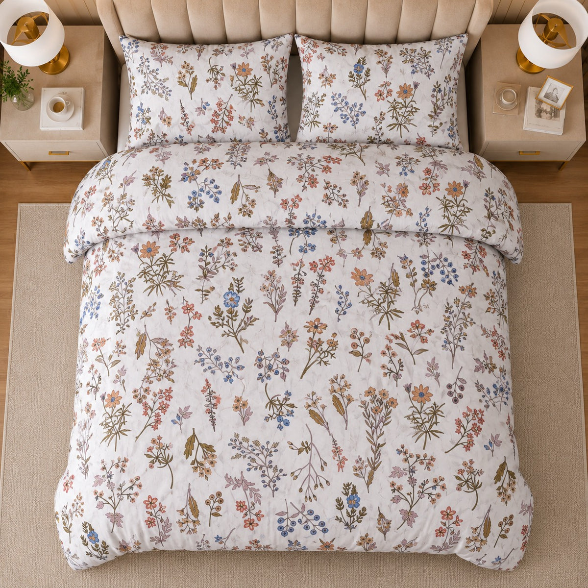 Muted  Vintage Percale Cotton Bed Sheet Set