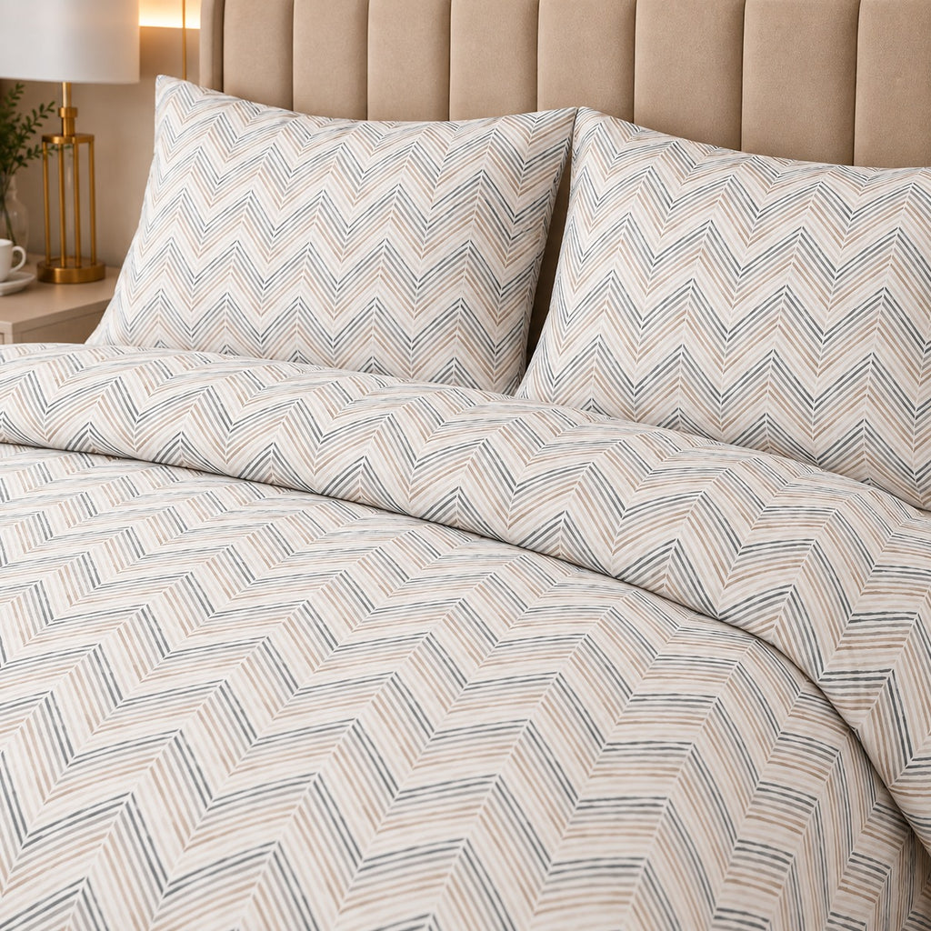 Indigo Leaf Percale Cotton Bed Sheet Set