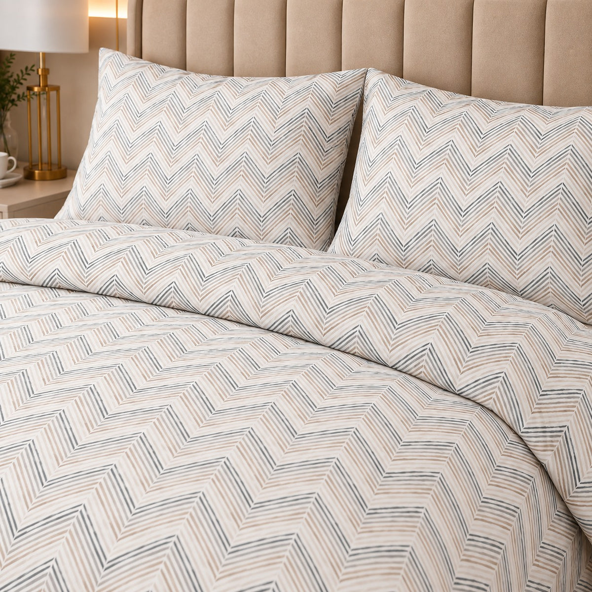 Indigo Leaf Percale Cotton Bed Sheet Set