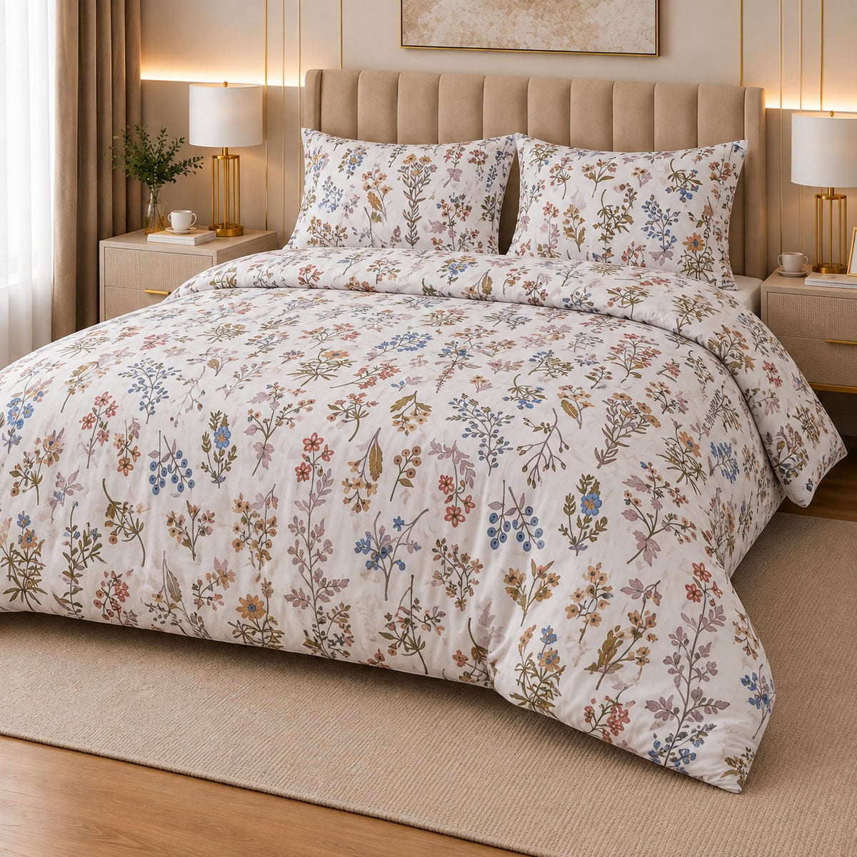 Muted  Vintage Percale Cotton Bed Sheet Set