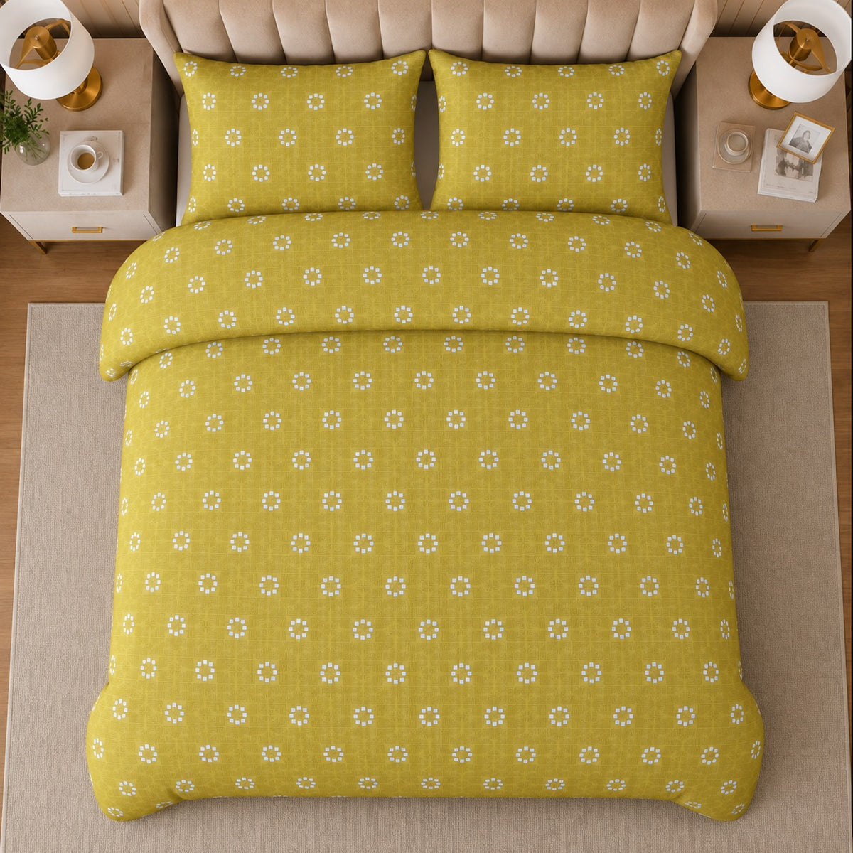 Emerald Botanical Percale Cotton Bed Sheet Set