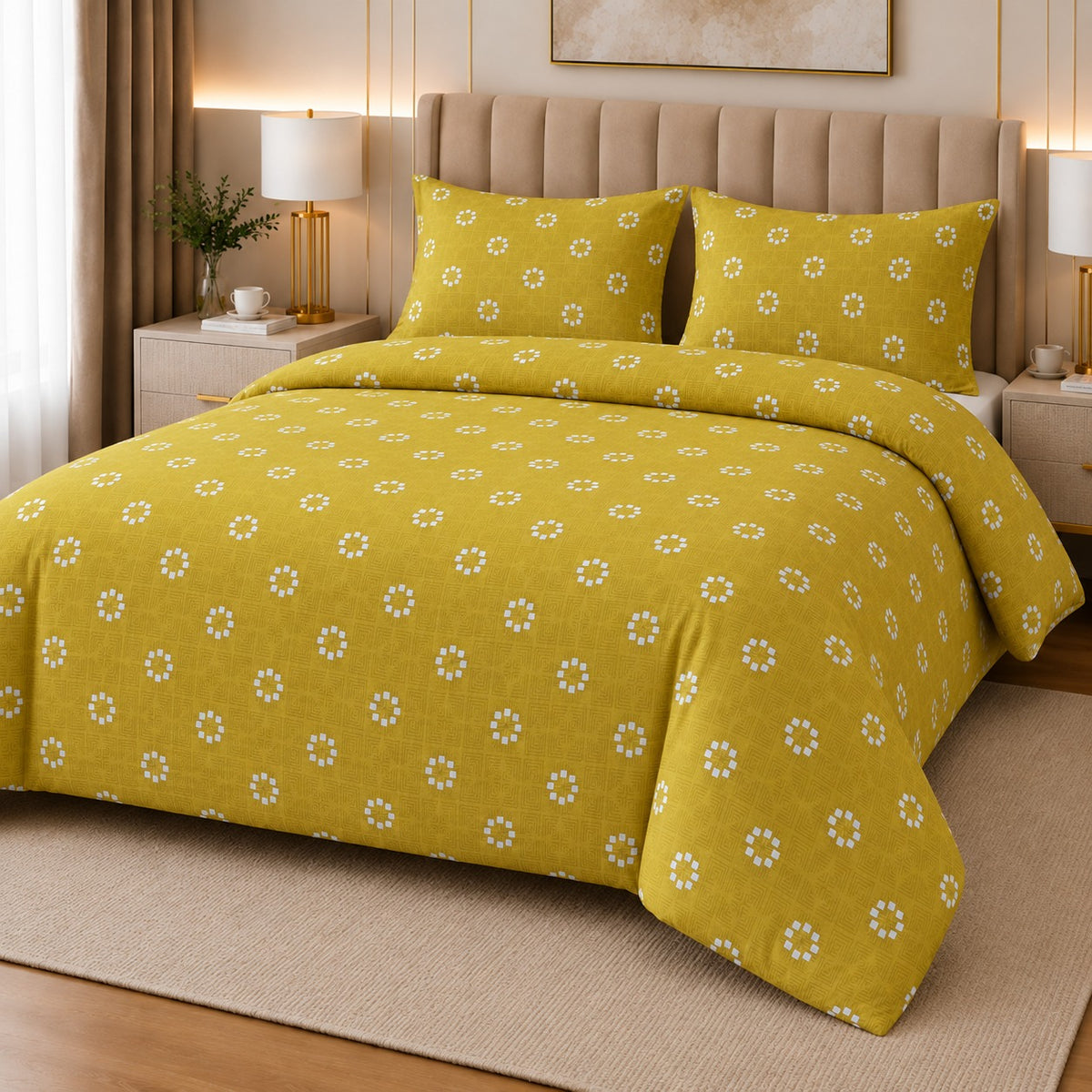 Emerald Botanical Percale Cotton Bed Sheet Set