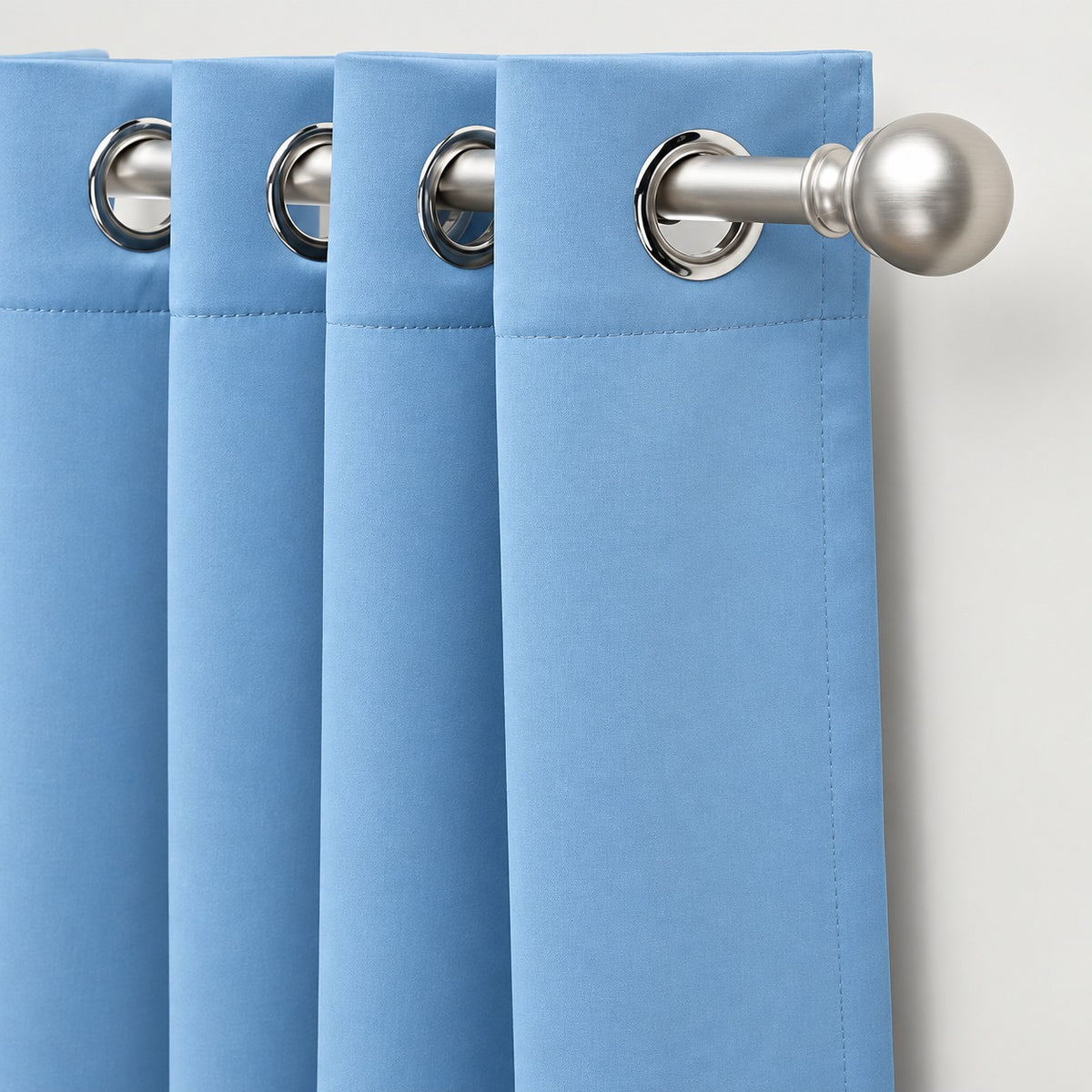 Set Of 2 Plain Sky Blue Window Curtains Panels