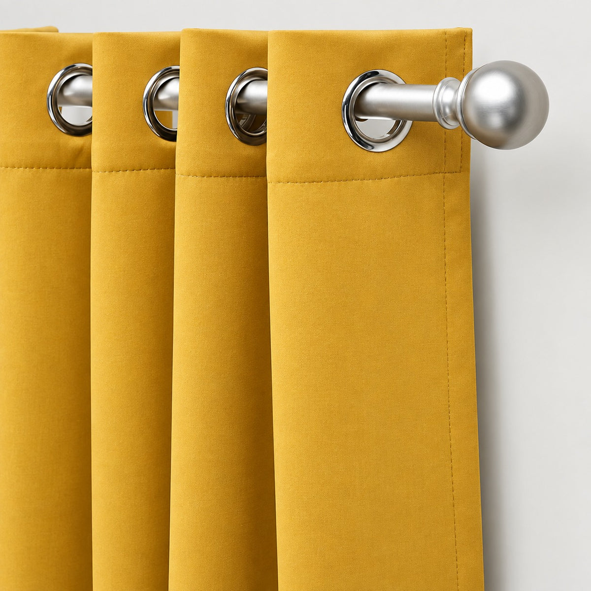 Set of 2 Plain Yellow Window Curtain Panels