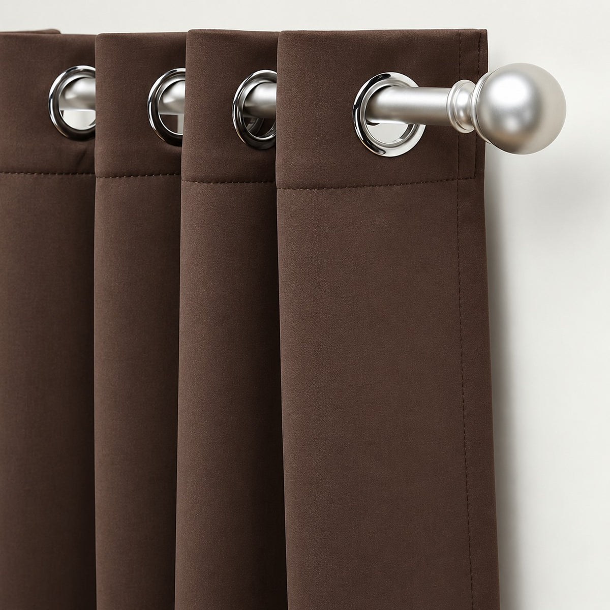 Set Of 2 Plain Brown Window Curtains Panels