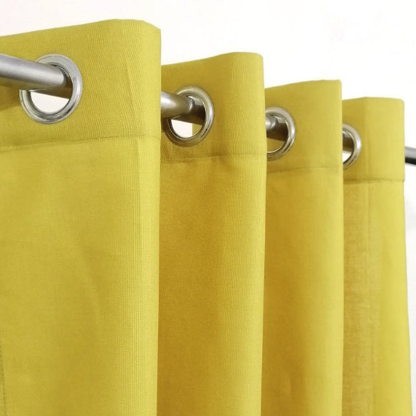 Set of 2 Plain Yellow Window Curtain Panels