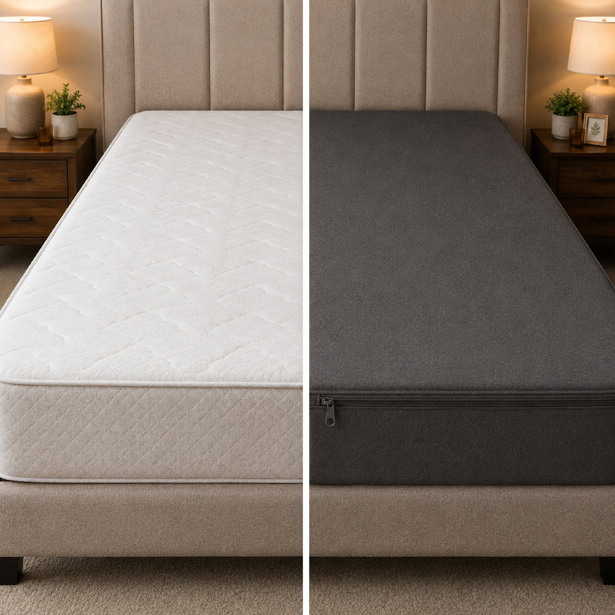 Zipper  Waterproof Mattress Protect - Grey
