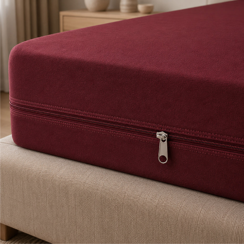 Zipper Waterproof Mattress Protect - Maroon