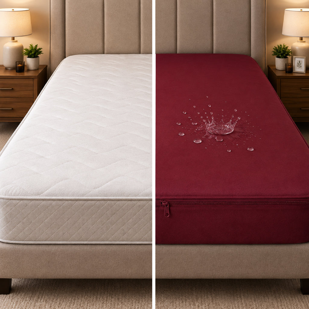 Zipper Waterproof Mattress Protect - Maroon