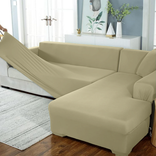 L Shape Sofa Cover - Beige