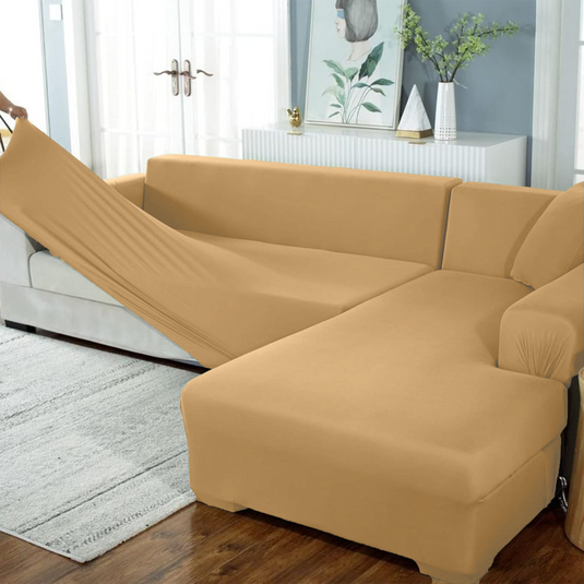 L Shape Sofa Cover - Golden