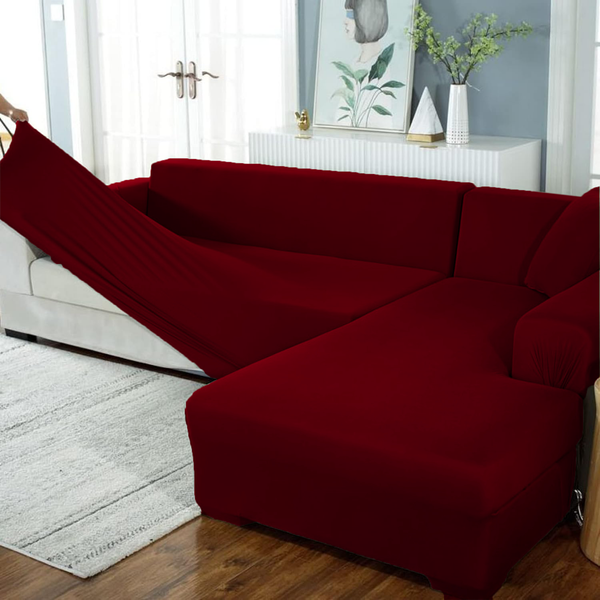 L Shape Sofa Cover - Maroon