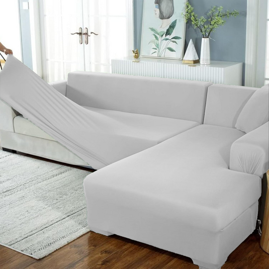 L Shape Sofa Cover - Light Grey