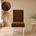 Zebra Velvet Fitted Chair Cover Sets - Brown