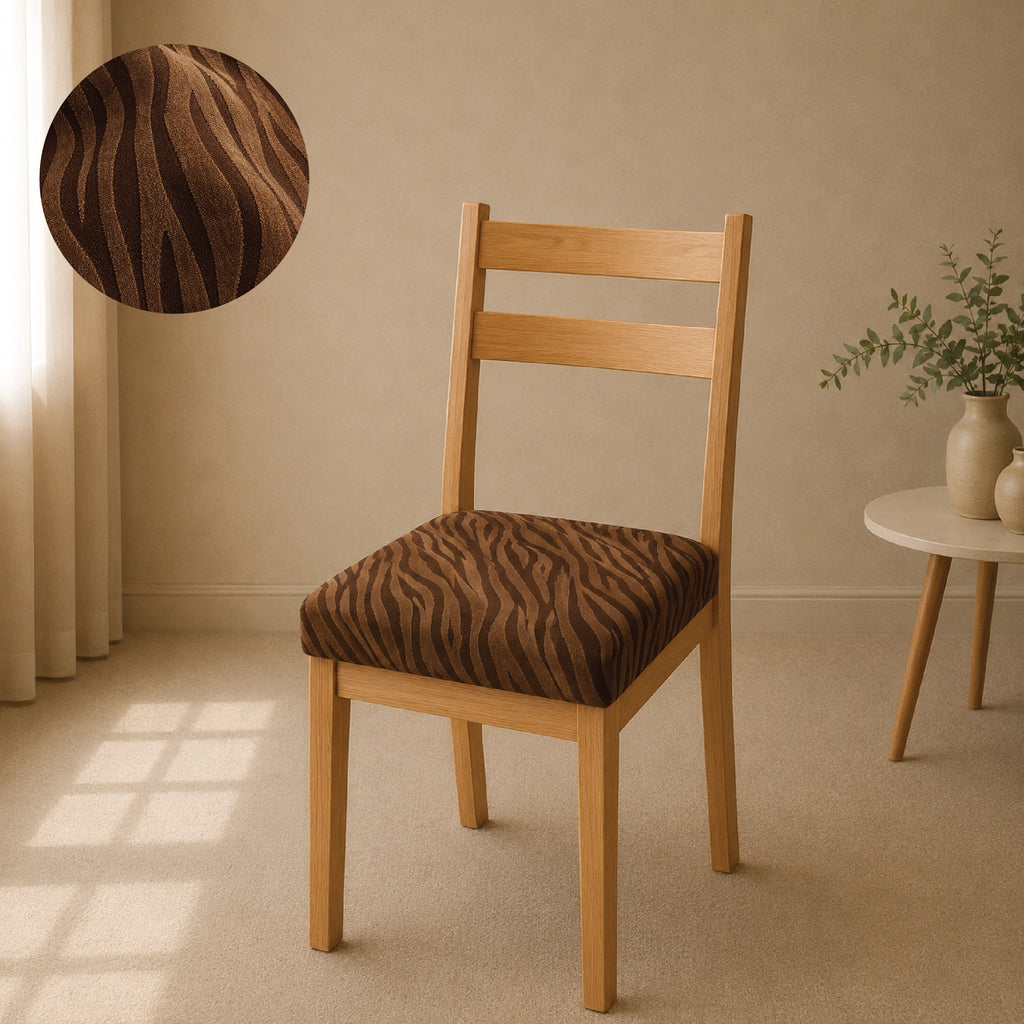 Zebra Velvet Seat Cover Sets for Chair - Brown