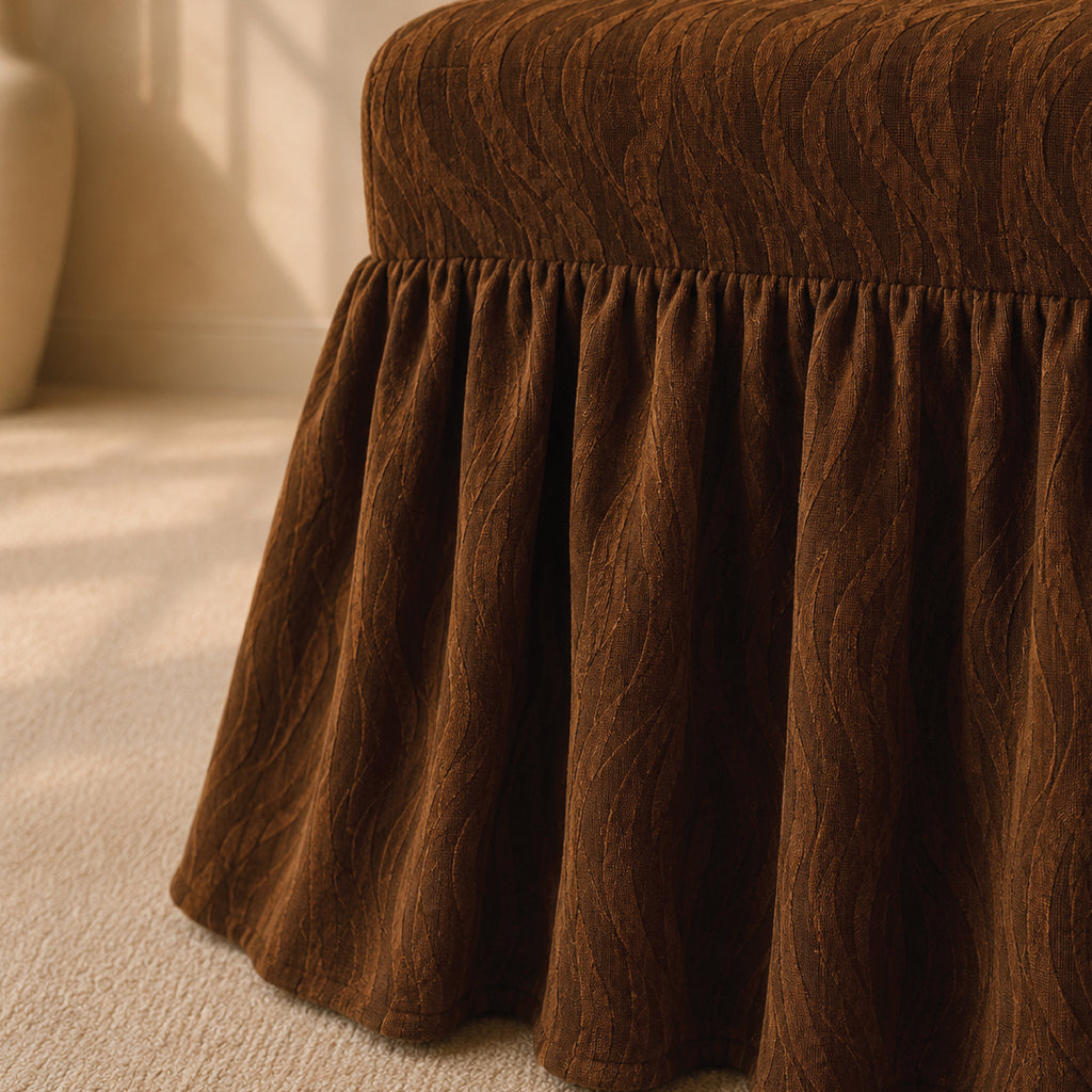 Zebra Velvet Frilled Chair Cover Sets - Brown