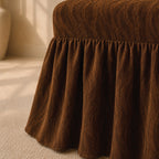 Zebra Velvet Frilled Chair Cover Sets - Brown