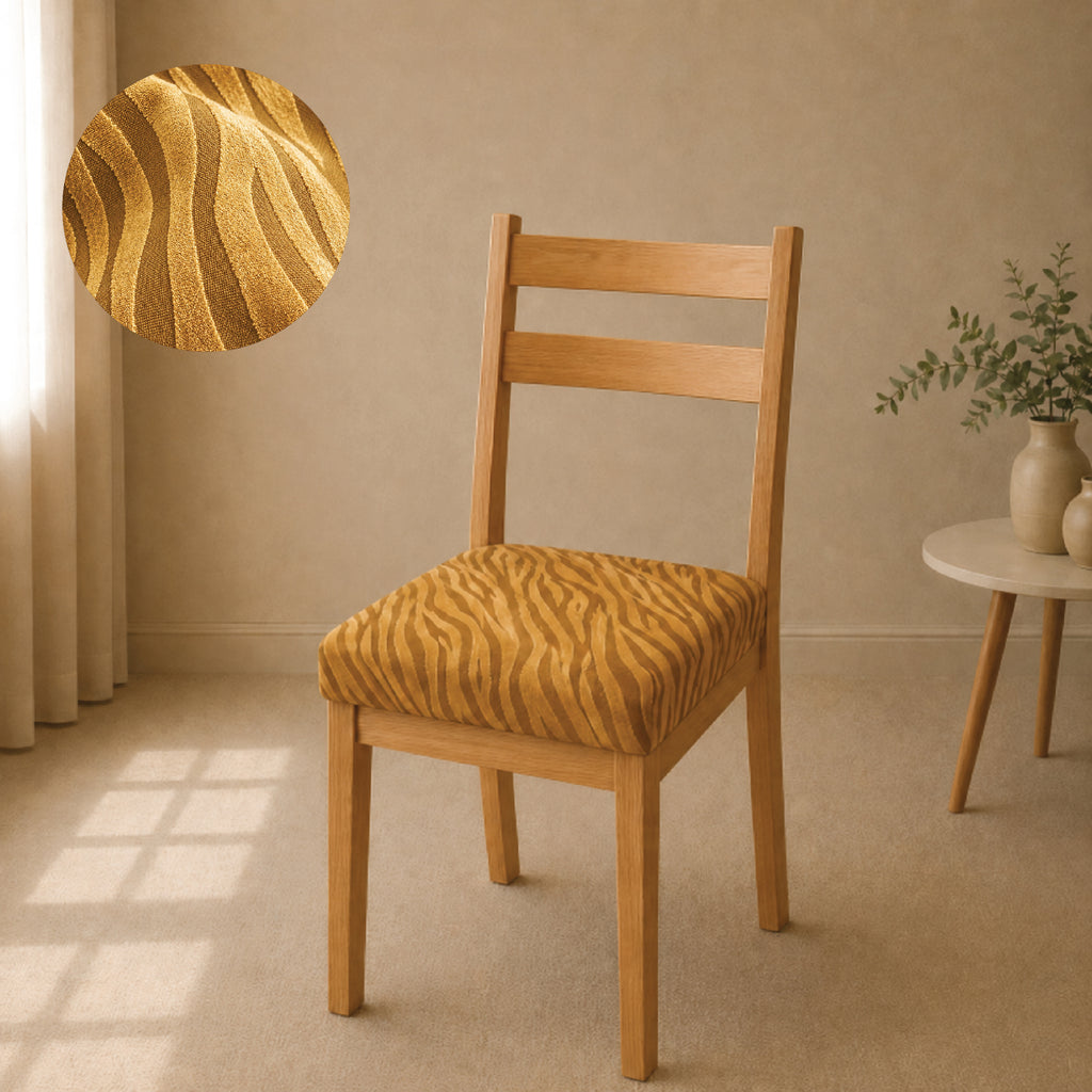 Zebra Velvet Seat Cover Sets for Chair - Golden