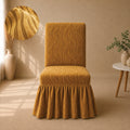 Zebra Velvet Frilled Chair Cover Sets - Golden