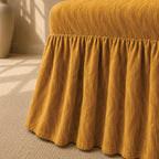 Zebra Velvet Frilled Chair Cover Sets - Golden