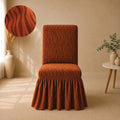 Zebra Velvet Frilled Chair Cover Sets - Copper