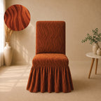 Zebra Velvet Frilled Chair Cover Sets - Copper