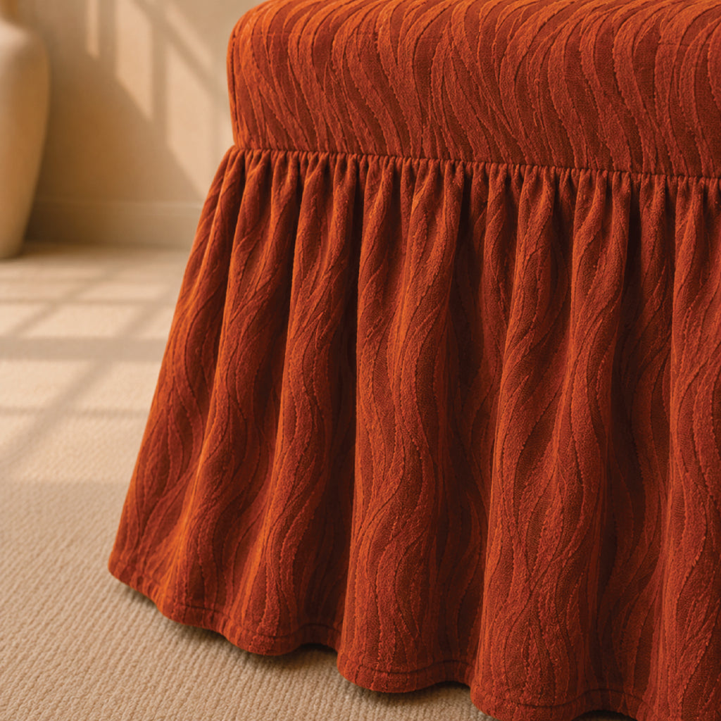 Zebra Velvet Frilled Chair Cover Sets - Copper