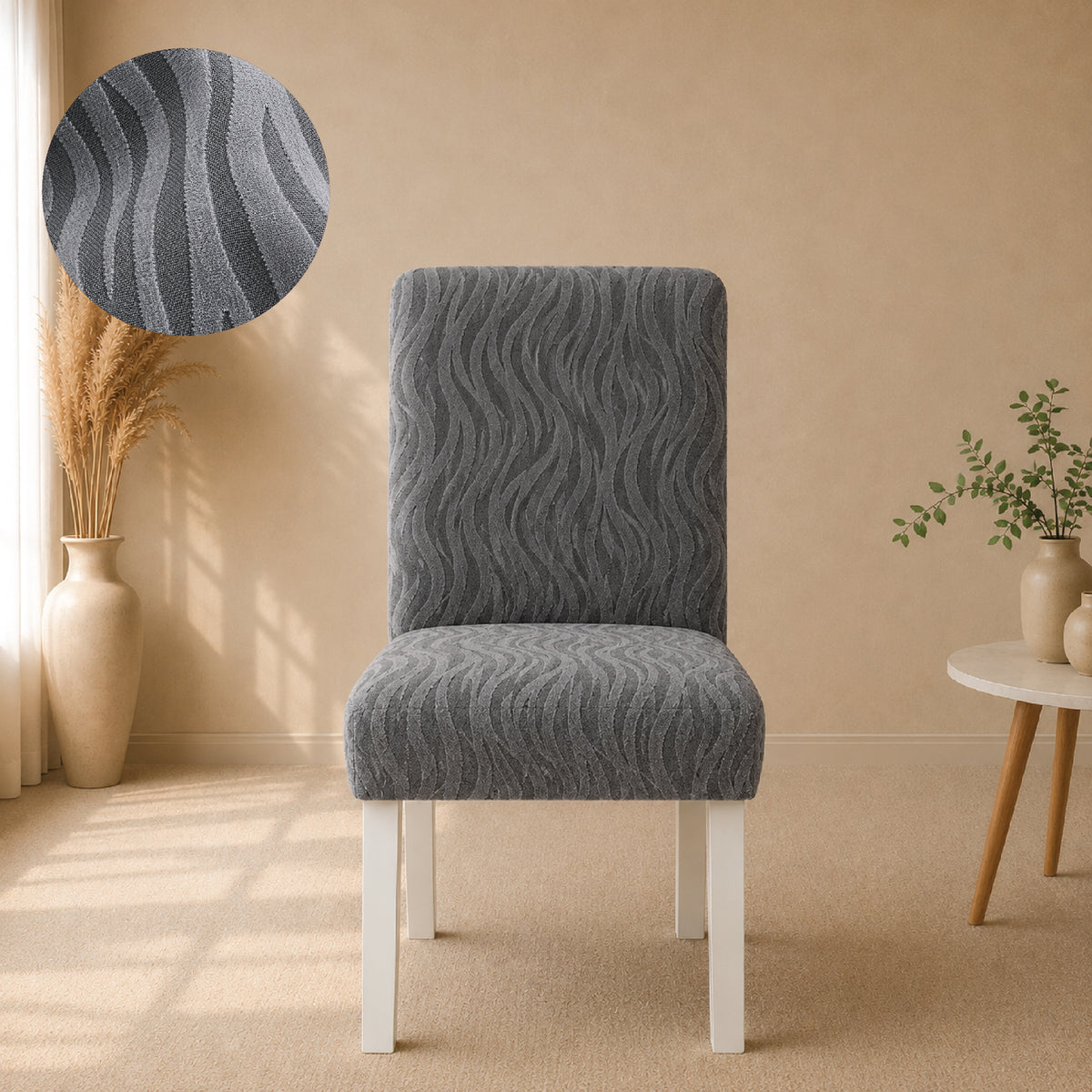 Zebra Velvet Fitted Chair Cover Sets - Grey