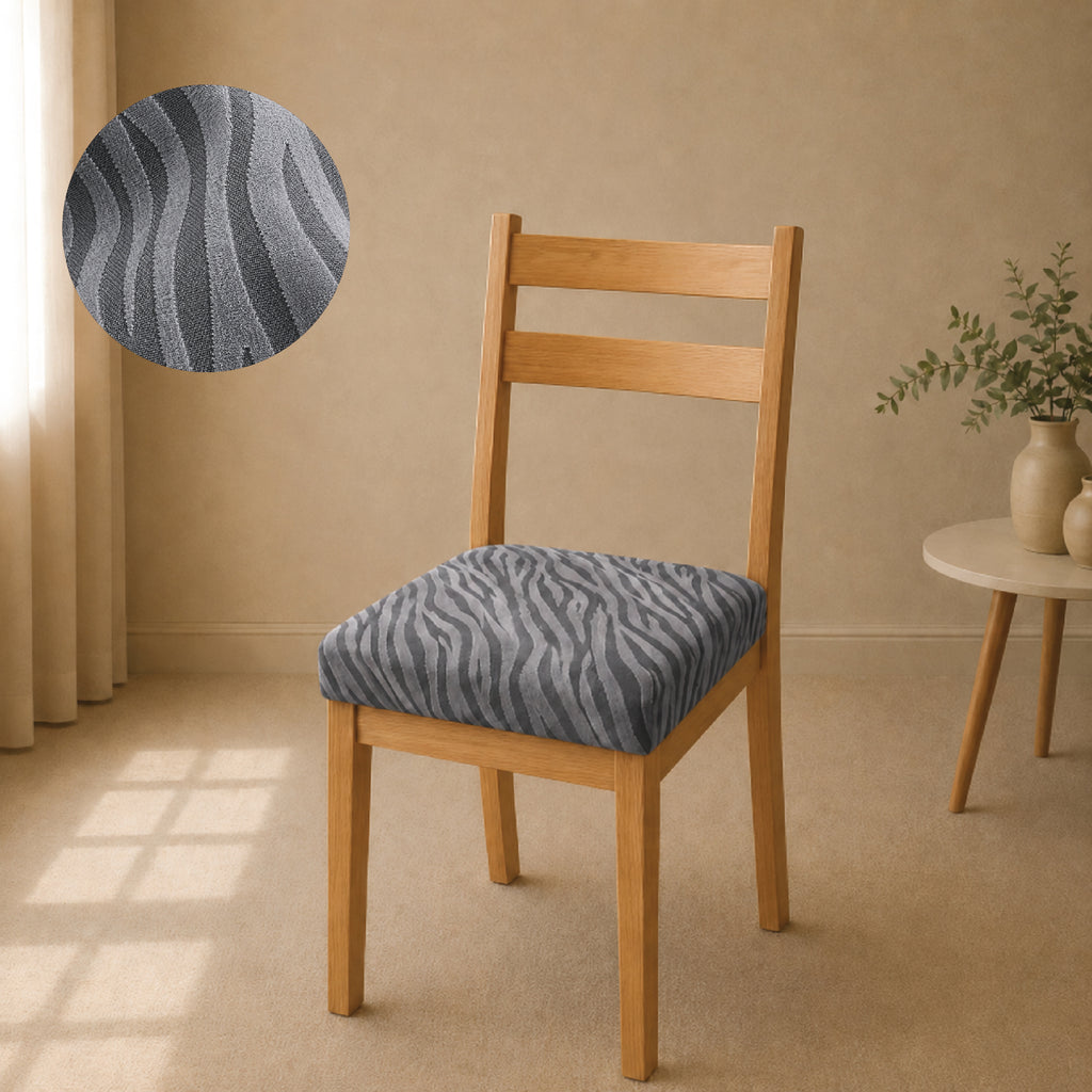 Zebra Velvet Seat Cover Sets for Chair - Grey