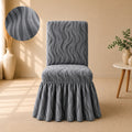 Zebra Velvet Frilled Chair Cover Sets - Grey