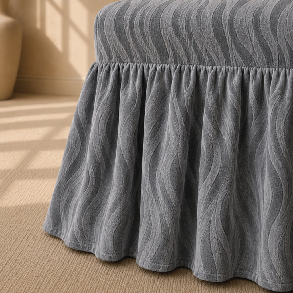 Zebra Velvet Frilled Chair Cover Sets - Grey