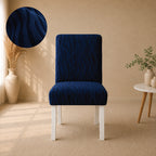 Zebra Velvet Fitted Chair Cover Sets - Blue