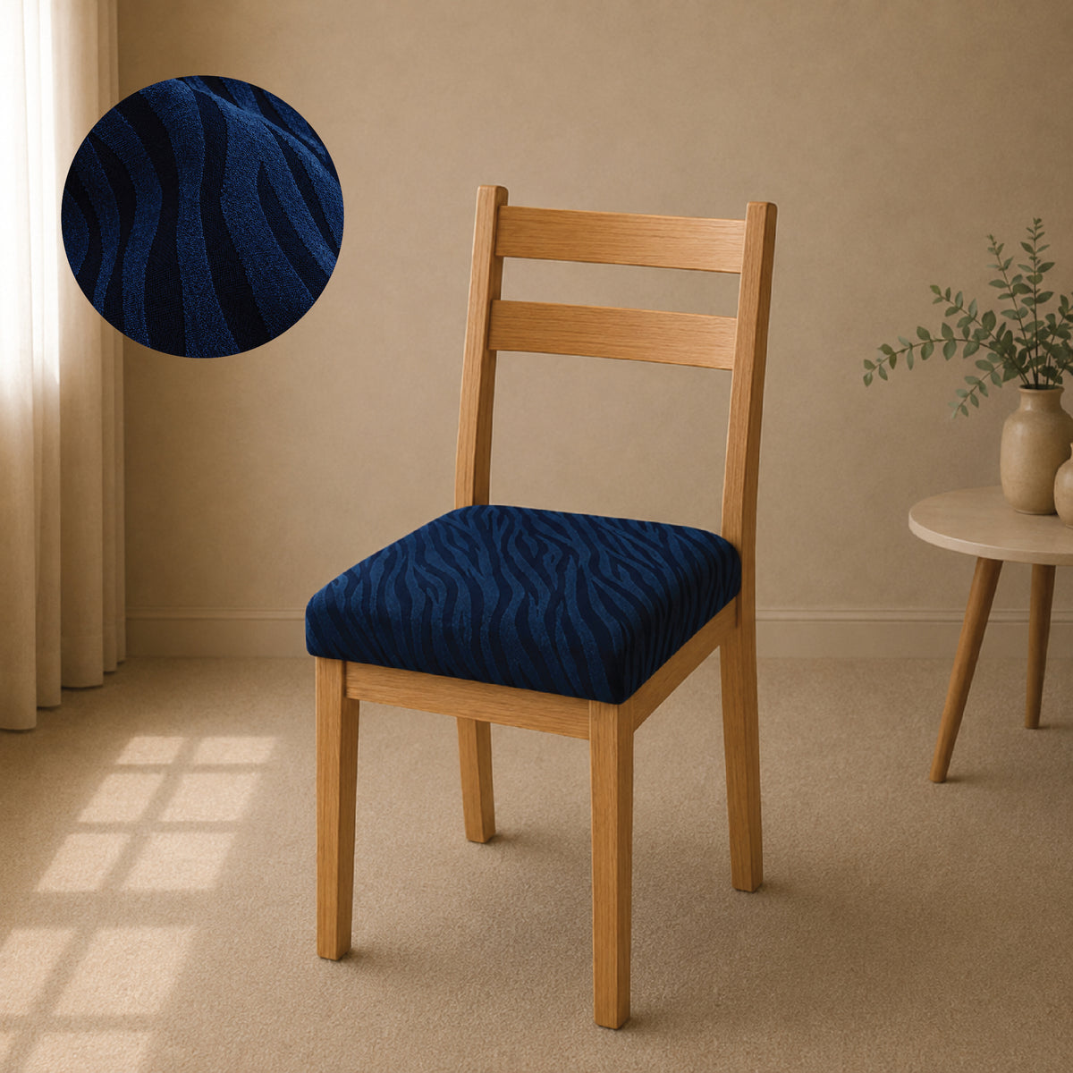 Zebra Velvet Seat Cover Sets for Chair - Blue