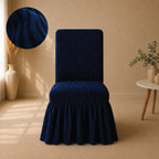 Zebra Velvet Frilled Chair Cover Sets - Blue