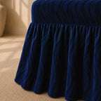 Zebra Velvet Frilled Chair Cover Sets - Blue