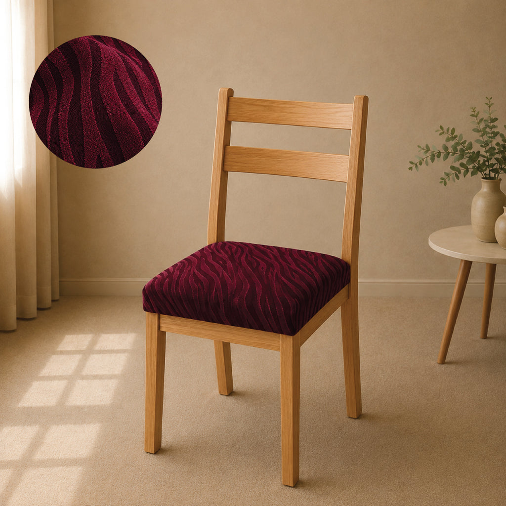 Zebra Velvet Seat Cover Sets for Chair - Maroon