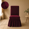 Zebra Velvet Frilled Chair Cover Sets - Maroon