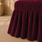 Zebra Velvet Frilled Chair Cover Sets - Maroon
