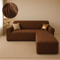 Zebra Velvet L Shape Fitted Sofa Cover - Brown