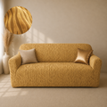 Zebra Velvet Fitted Sofa Cover - Golden