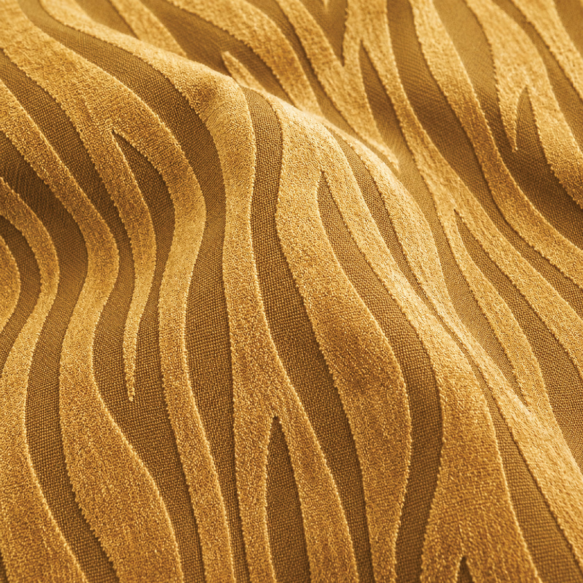 Zebra Velvet L Shape Fitted Sofa Cover - Golden