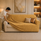 Zebra Velvet Fitted Sofa Cover - Golden