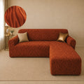 Zebra Velvet L Shape Fitted Sofa Cover - Copper