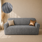 Zebra Velvet Fitted Sofa Cover - Grey