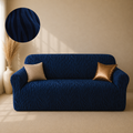 Zebra Velvet Fitted Sofa Cover - Blue