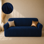 Zebra Velvet Fitted Sofa Cover - Blue