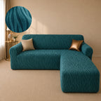 Zebra Velvet L Shape Fitted Sofa Cover - Zink